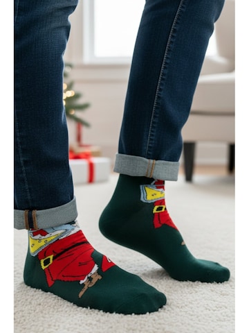 Chaussettes 'LINNAR socks with Santa' Sokisahtel en vert : devant