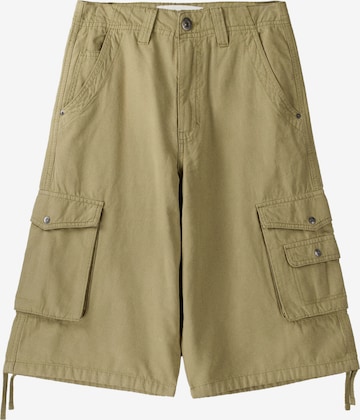 Bershka Wide Leg Shorts in Grün: predná strana