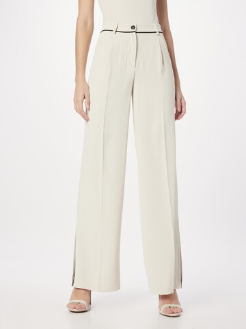 Wide leg Pantaloni cu dungă de la Sisley pe alb: față