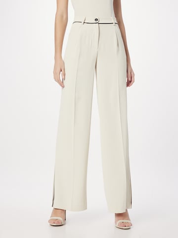 Sisley Wide leg Pleated Pants in White: front