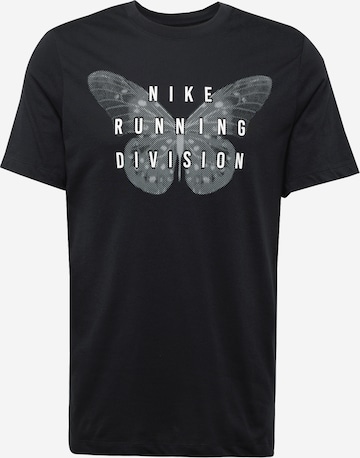 NIKE Λειτουργικό μπλουζάκι 'RUN DIVISION' σε μαύρο: μπροστά