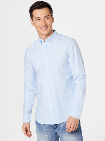 FARAH Slim fit Button Up Shirt 'Brewer' in Blue: front