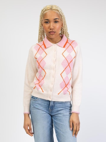 BROKE + SCHÖN Knit Cardigan 'Strickjacke mit Argyle Muster' in Pink: front
