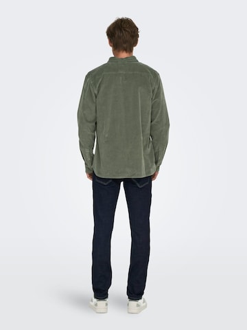 Only & Sons Comfort fit Button Up Shirt 'Michael' in Green