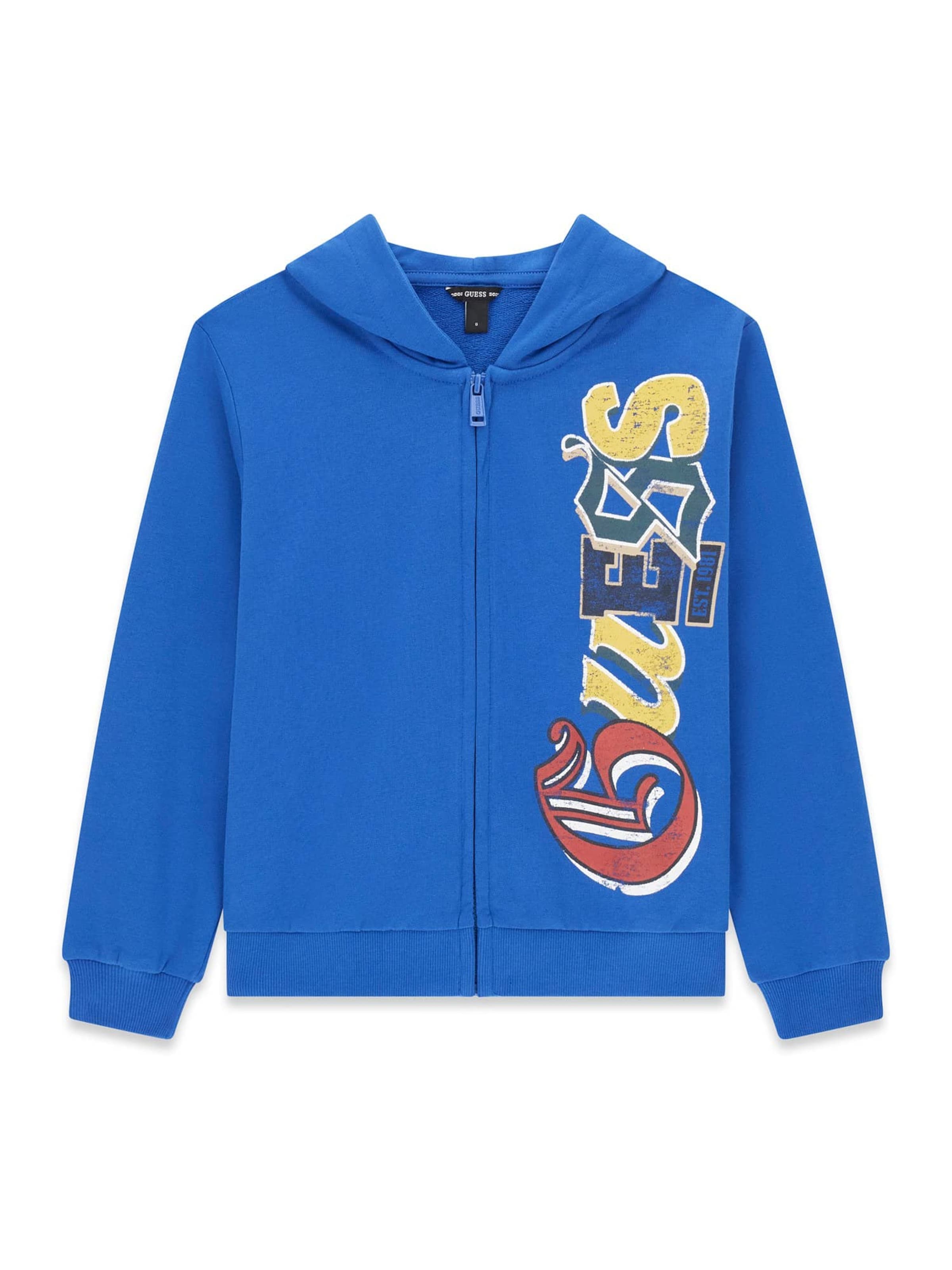 GUESS Zip-Up Hoodie in Blue: front
