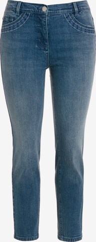 Ulla Popken Slimfit Jeans in Blauw: voorkant