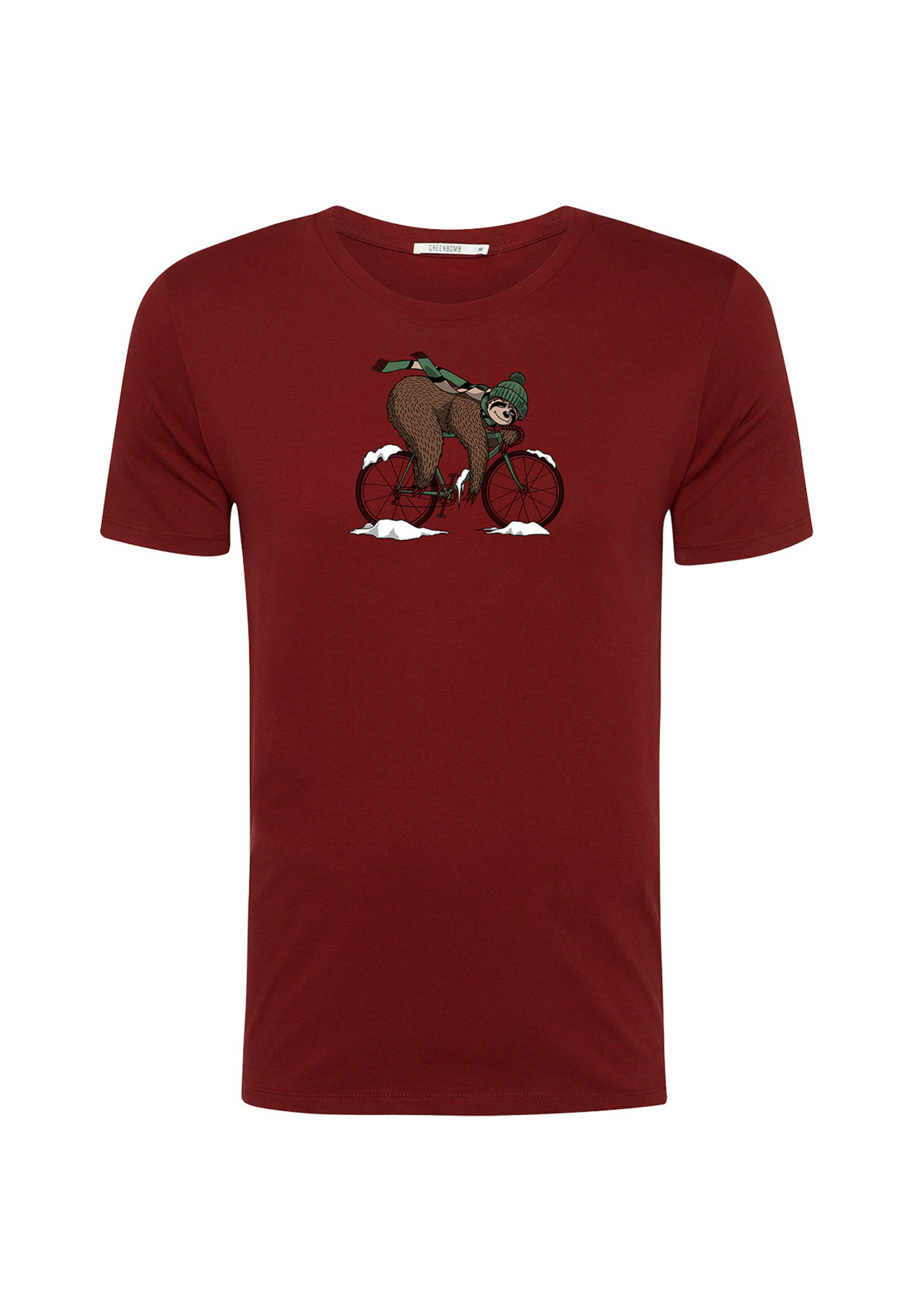 GREENBOMB Shirt 'Animal Sloth Ice' in Red: front