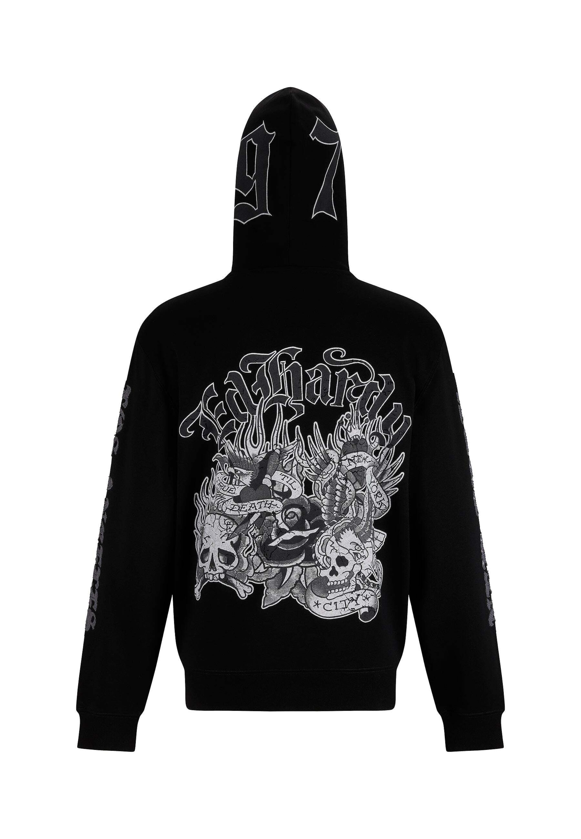 Ed Hardy - Sudadera con cremallera 'Mono Montage' en negro