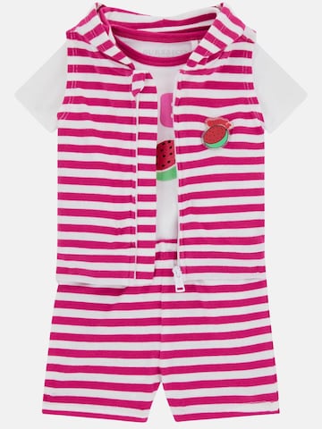 Set 'GUESS KIDS SET HOODED VEST + SS BODY + SHORTS Completi' GUESS KIDS en rose