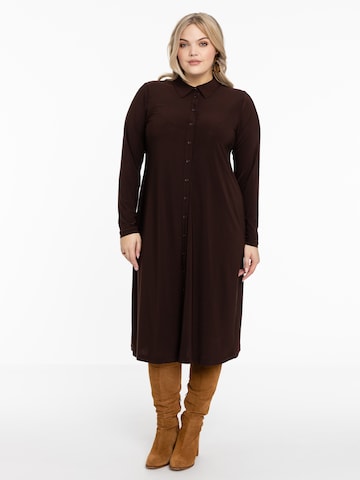 Yoek Shirt Dress 'Dolce' in Brown