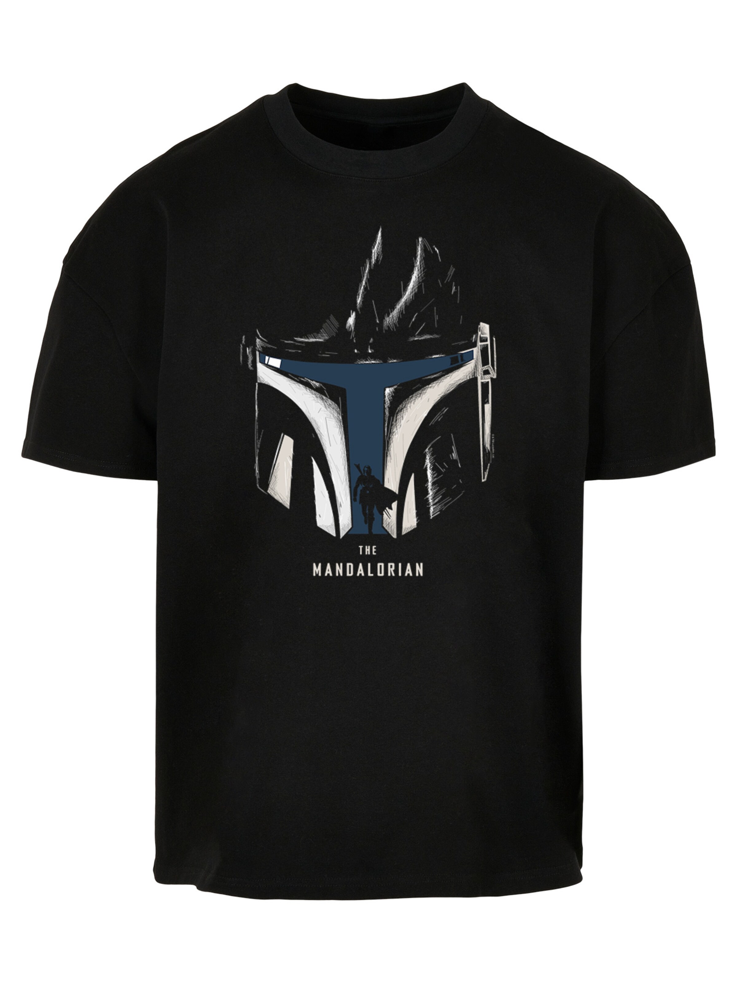 Maglietta 'Star Wars The Mandalorian Helmet Silhouette' di F4NT4STIC in nero: frontale