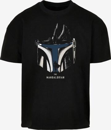 Maglietta 'Star Wars The Mandalorian Helmet Silhouette' di F4NT4STIC in nero: frontale