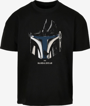 T-Shirt 'Star Wars The Mandalorian Helmet Silhouette' F4NT4STIC en noir : devant