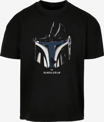 F4NT4STIC T-Shirt 'Star Wars The Mandalorian Helmet Silhouette' in Schwarz: predná strana