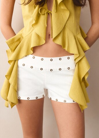 MANGO TEEN Slim fit Pants 'Beat' in White
