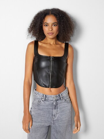 Bershka Top – černá: přední strana