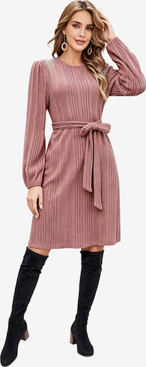 KoJooin Kleid 'Damen Strickkleid für Herbst und Winter Lässiges,Rippstrick,Fließendes Kleid mit Gürtel für Arbeit' in 36 in pink, Produktansicht