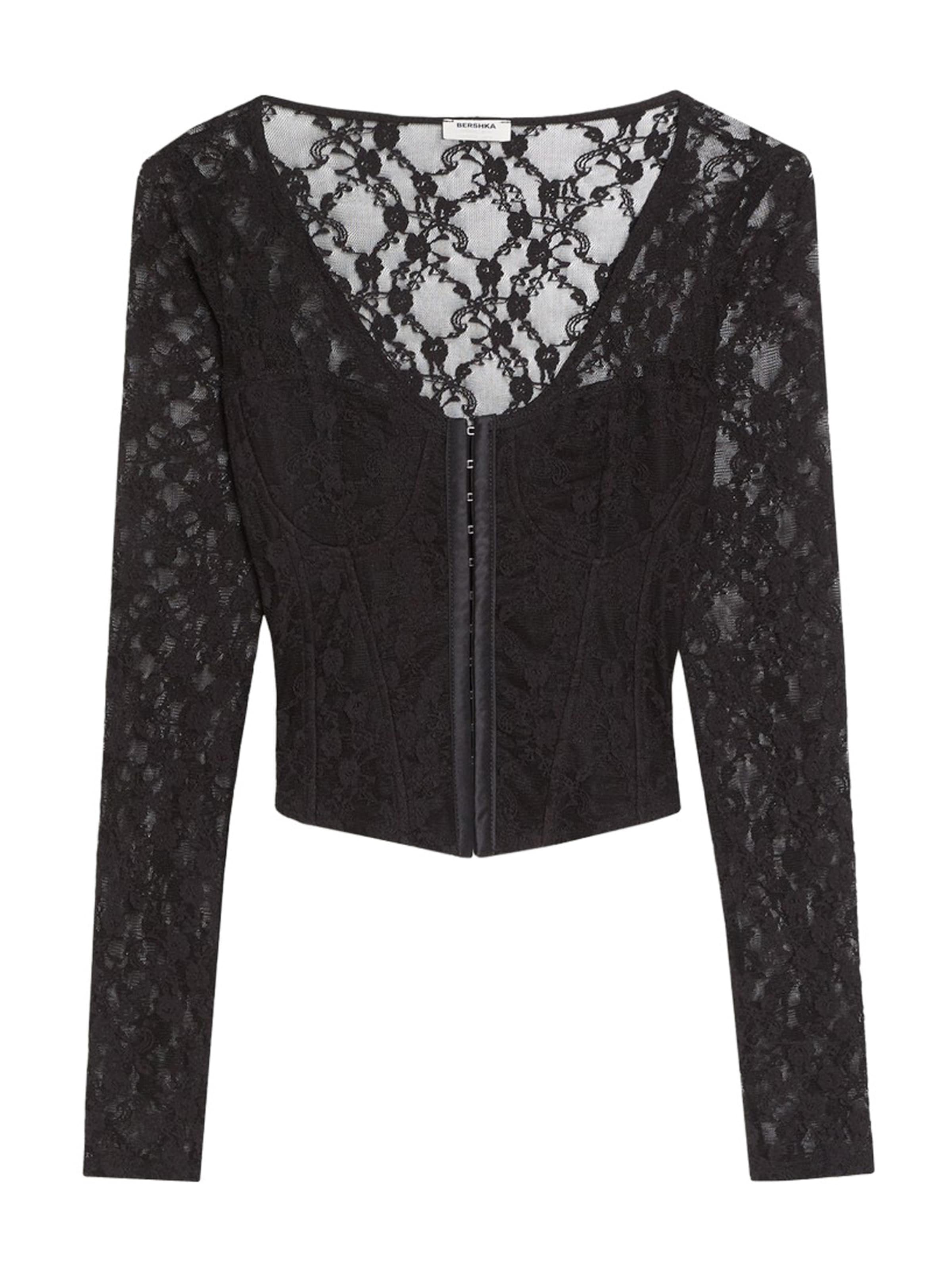 Camicia da donna di Bershka in nero: frontale