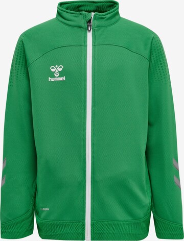 Hummel Athletic Zip-Up Hoodie 'Lead' in Green: front