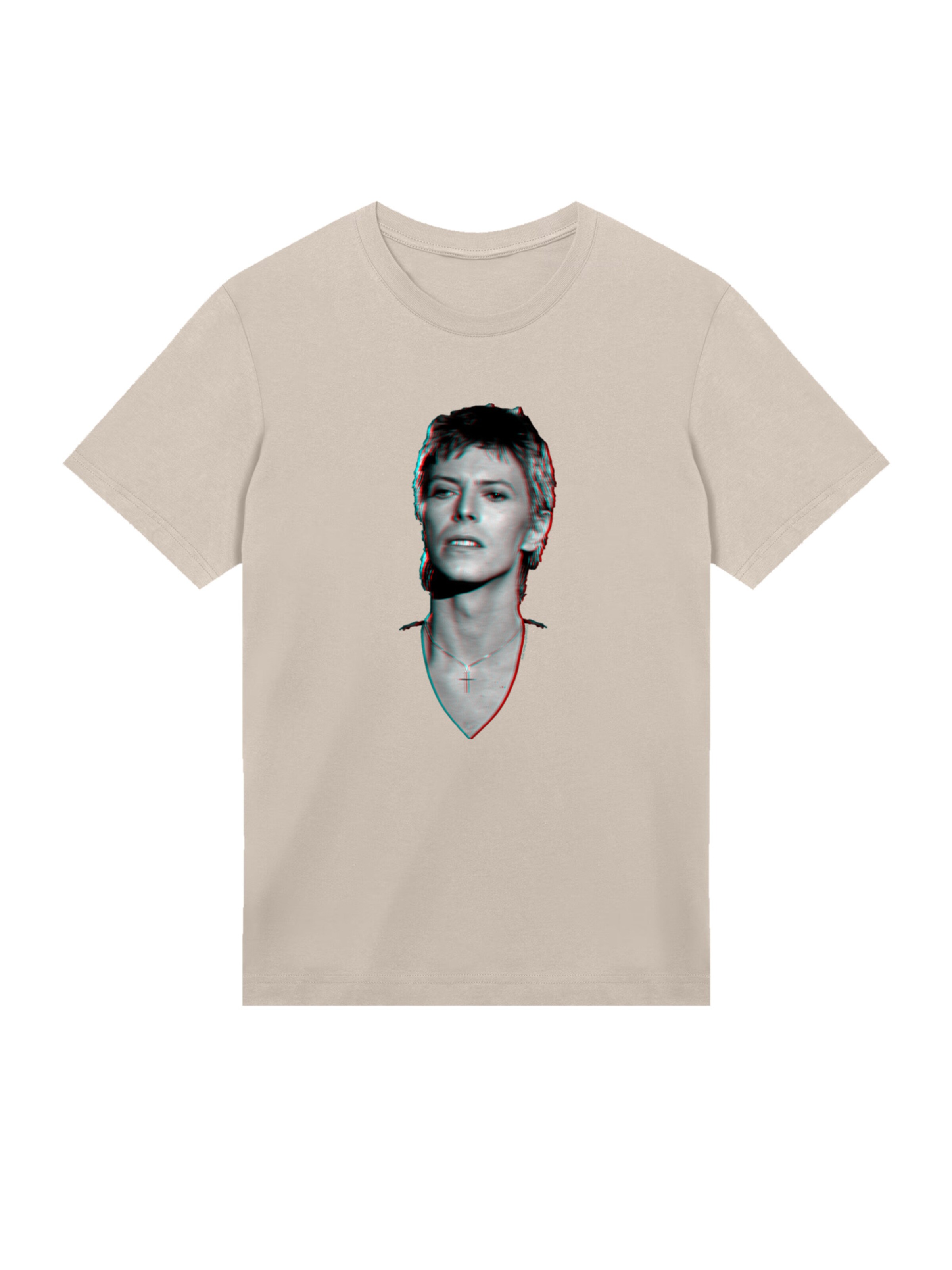 F4NT4STIC Shirt 'TV Times Pop Star David Bowie Portrait 1977' in Beige: front