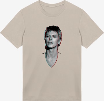 F4NT4STIC Shirt 'TV Times Pop Star David Bowie Portrait 1977' in Beige: front