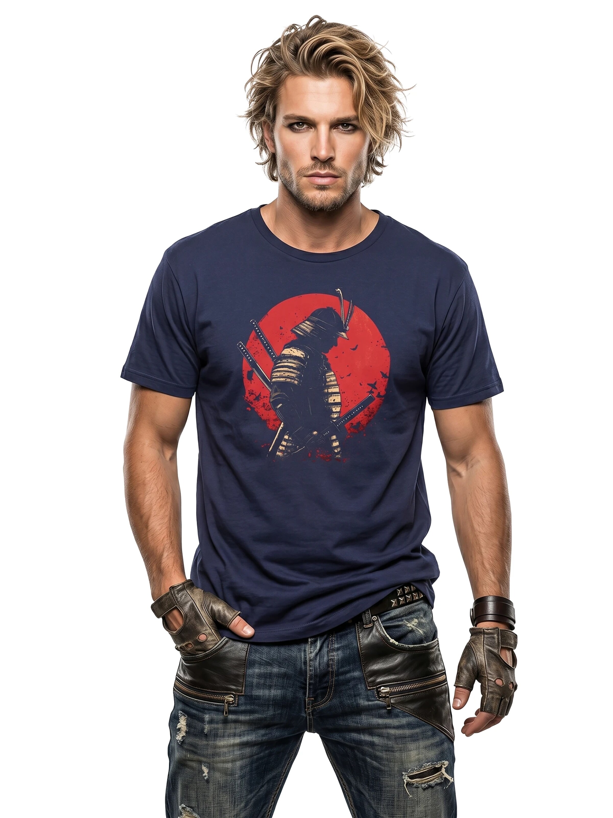 MAKAYA Shirt 'Samurai'‌ in Blau: Vorderseite