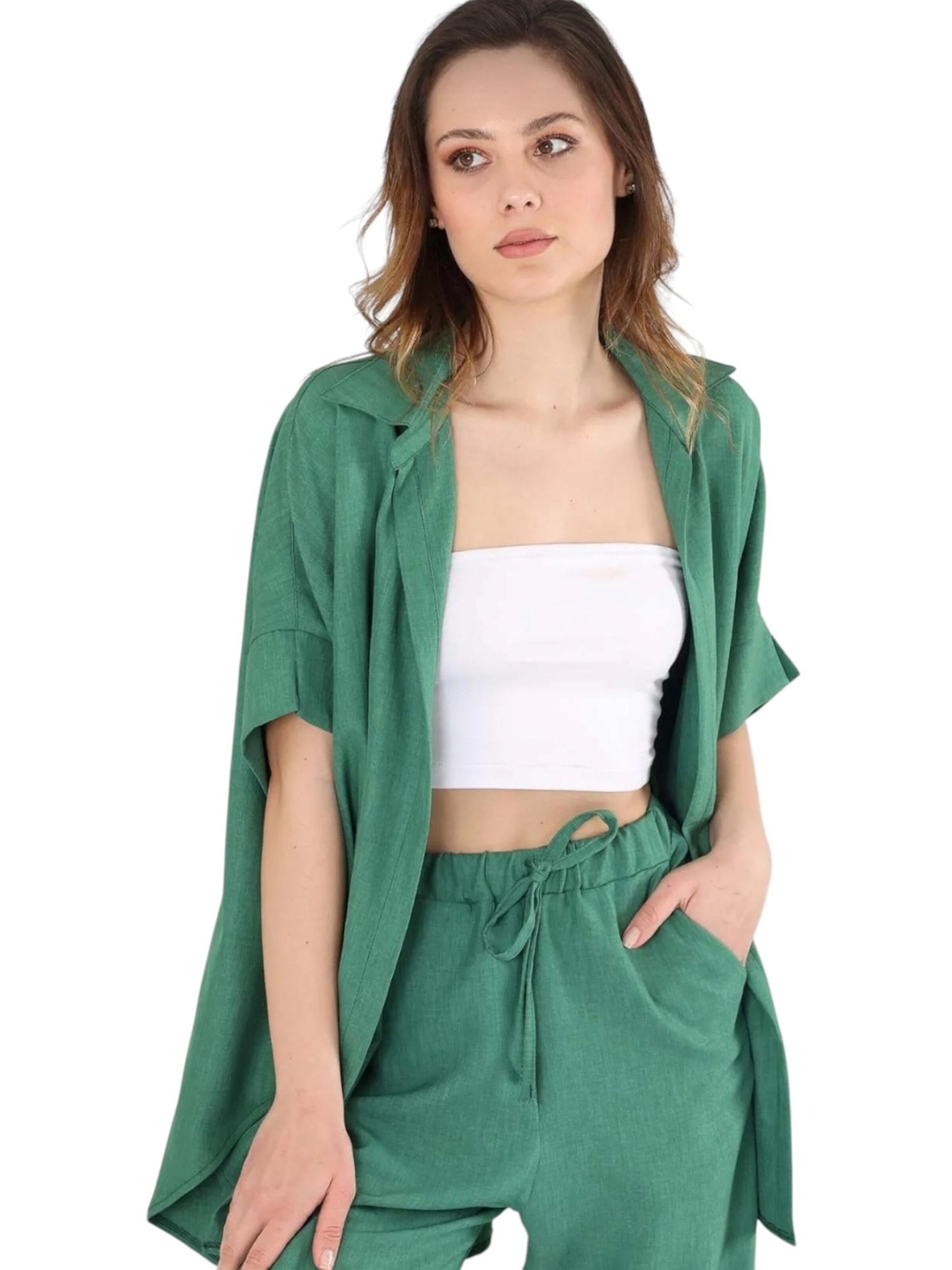 fashionshowcase Blouse 'LinenEase' in Groen