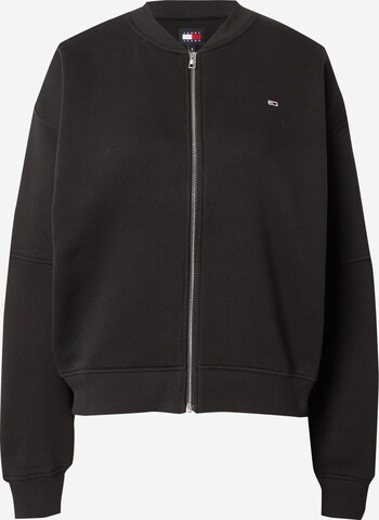 Tommy Jeans Zip-Up Hoodie 'Essential' in Black: front