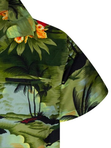 King Kameha Regular fit Button Up Shirt 'Surf' in Green