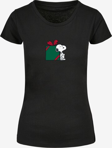 Merchcode Shirt 'Peanuts Big Present' in Zwart: voorkant