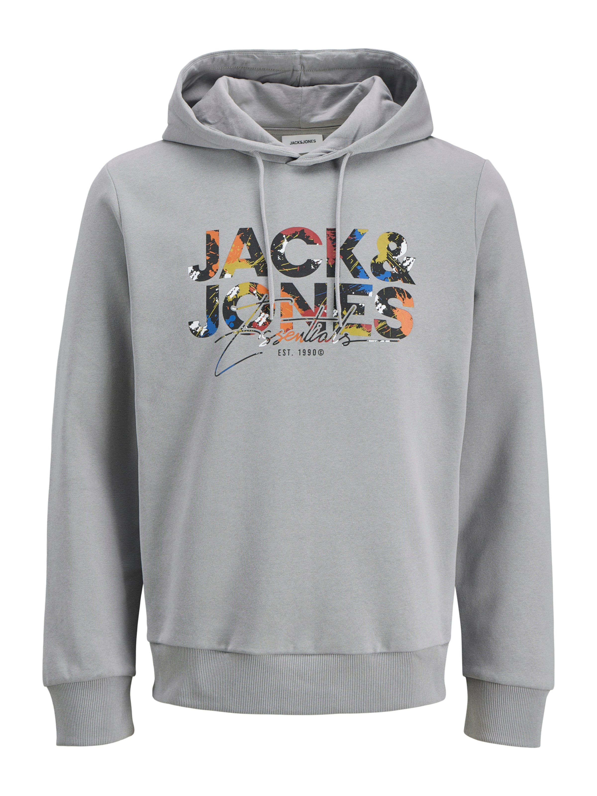 JACK & JONES Суичър 'JJGeplas' в сиво: отпред