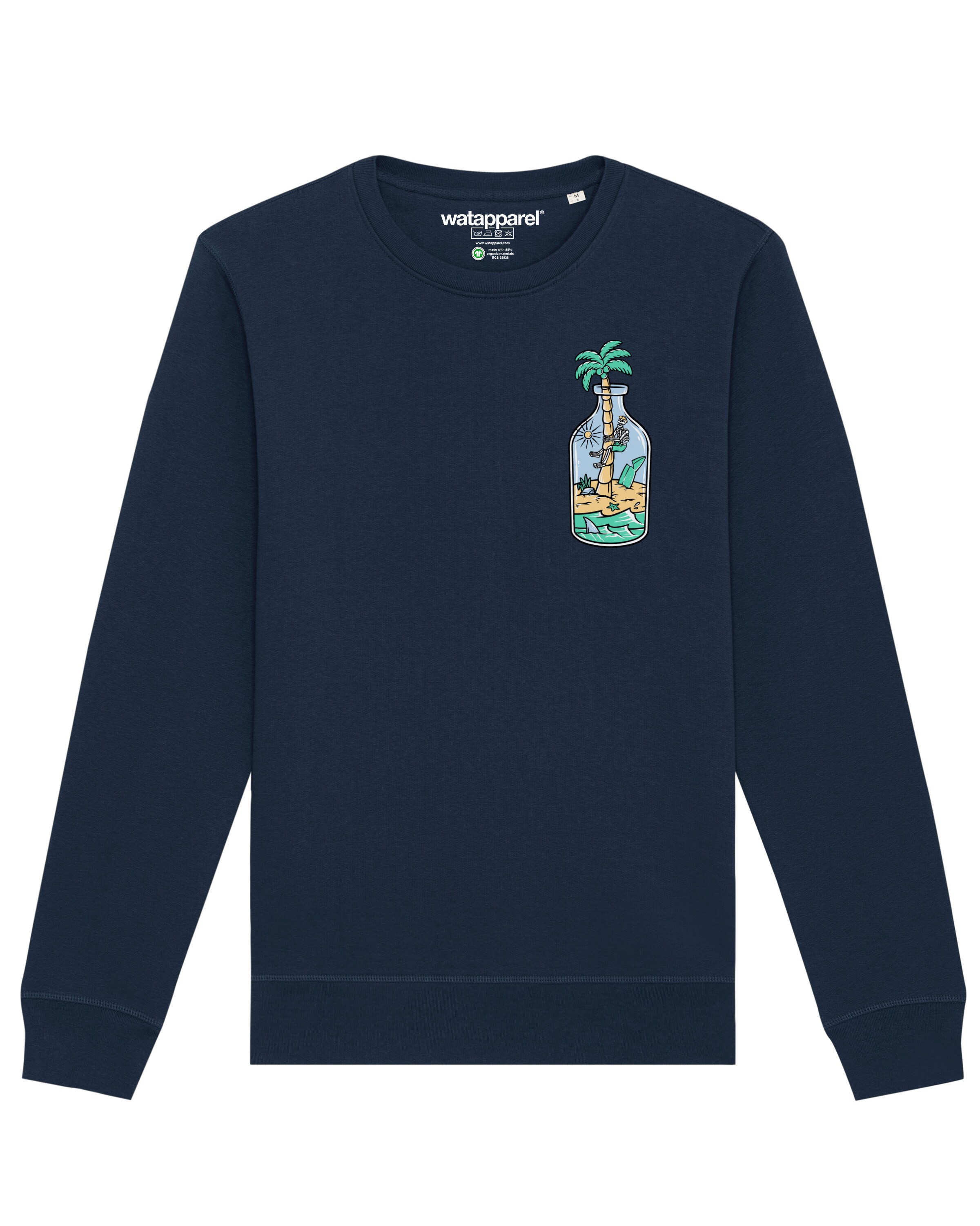 Watapparel Sweatshirt ' Holiday in a bottle ' in Blau: Vorderseite