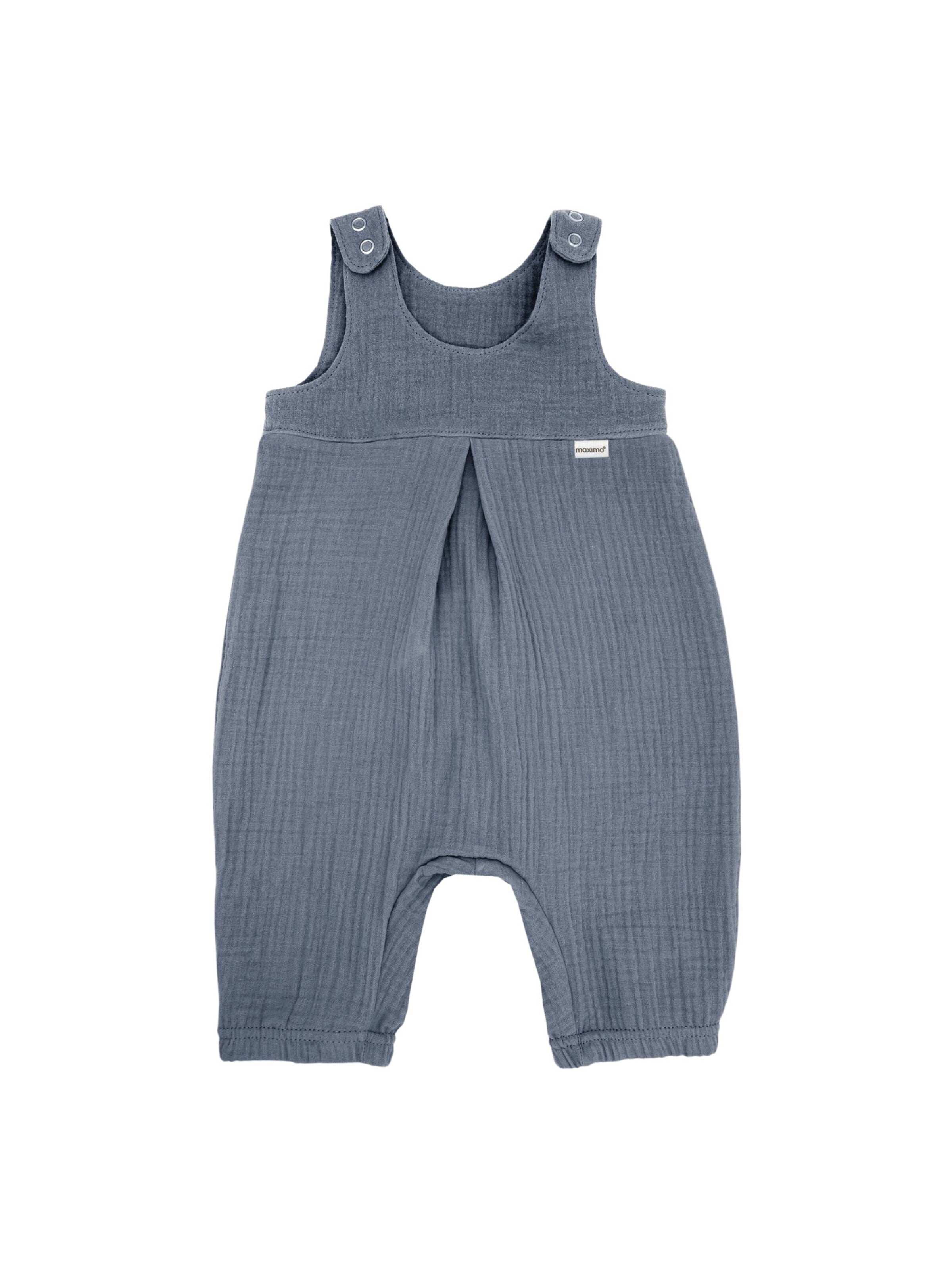 MAXIMO Overall 'GOTS BABY-Overall,  Musselinstoff, Windelöffnung'‌‌‌‌ in Blau: Vorderseite