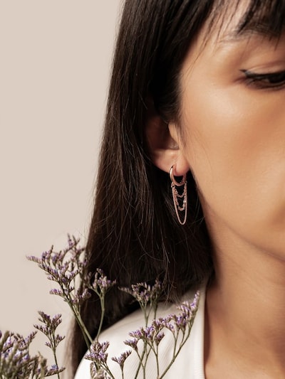 Hey Happiness Boucles d'oreilles 'Cascade' en or rose, Vue avec produit