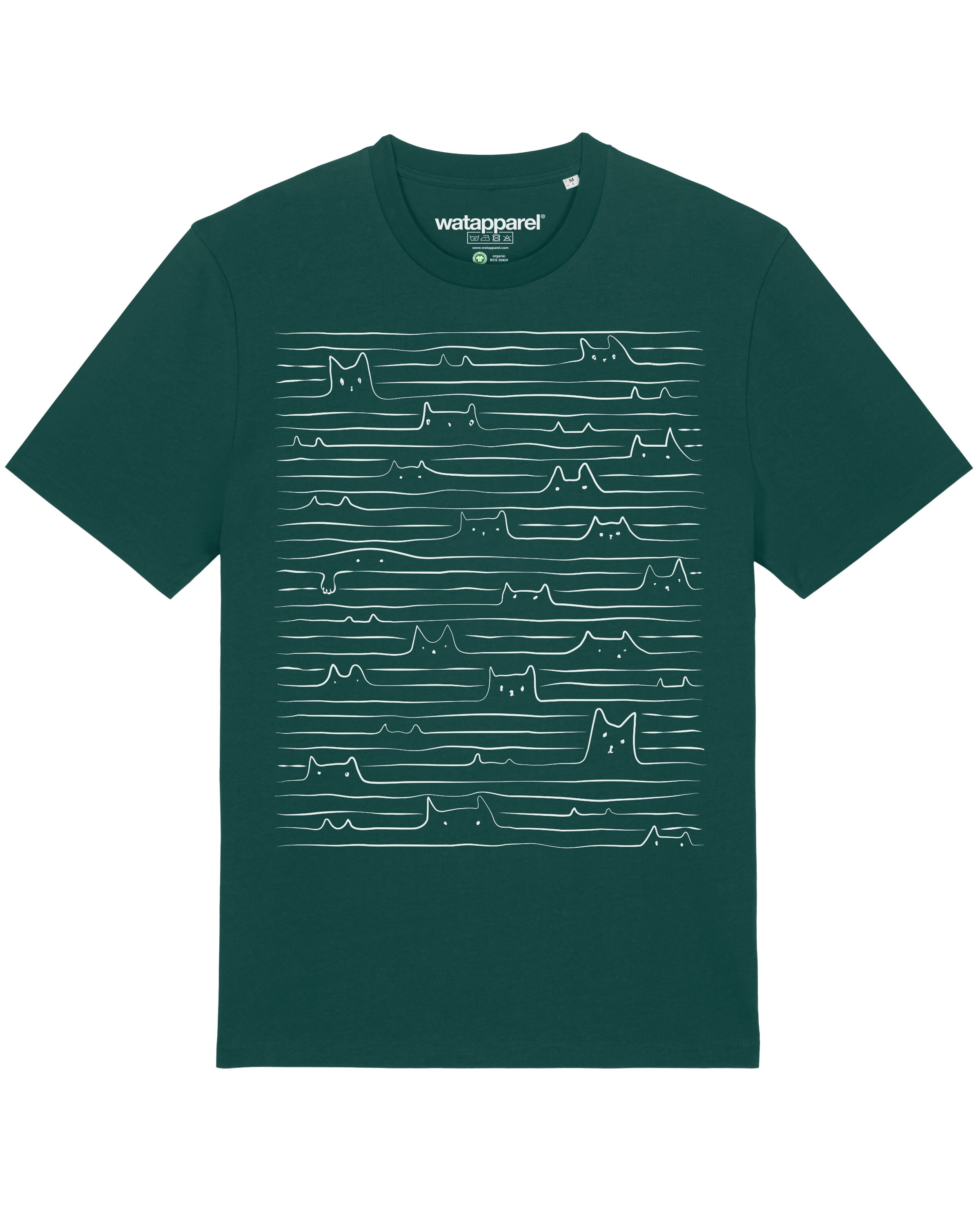 Maglietta 'Doodle Cats' di Watapparel in verde: frontale