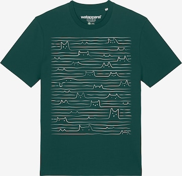 Maglietta 'Doodle Cats' di Watapparel in verde: frontale