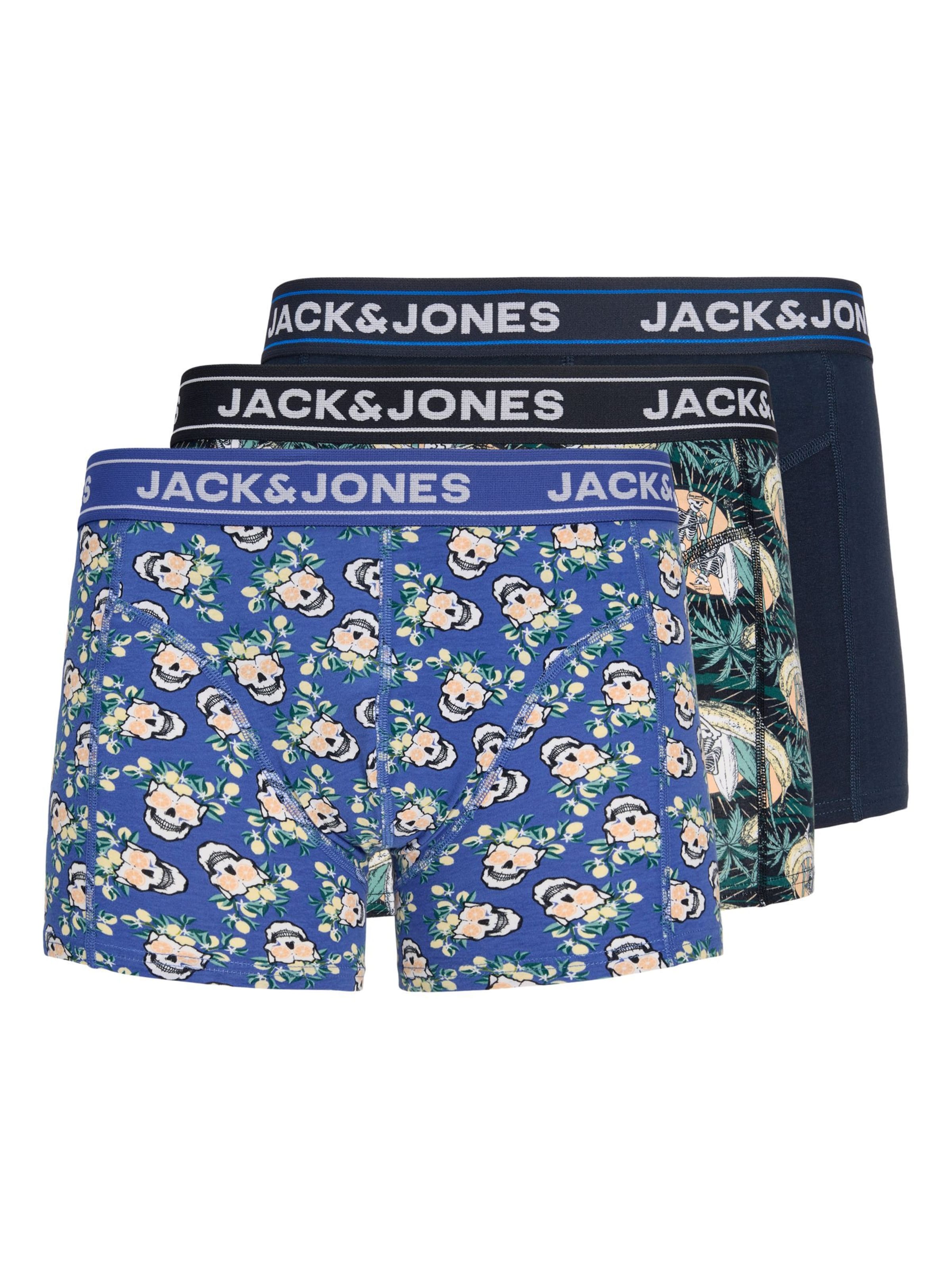JACK & JONES Boxers en bleu / jaune clair / vert foncé / noir, Vue avec produit
