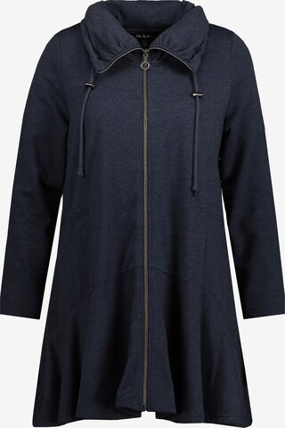 Ulla Popken Zip-Up Hoodie in Blue: front