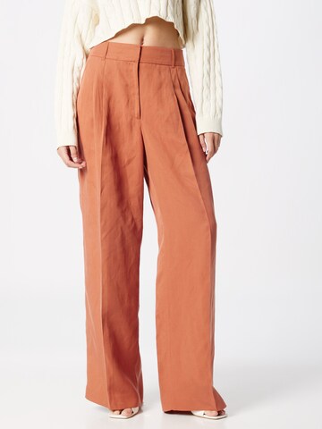 s.Oliver BLACK LABEL Wide leg Pleat-front trousers in Orange: front