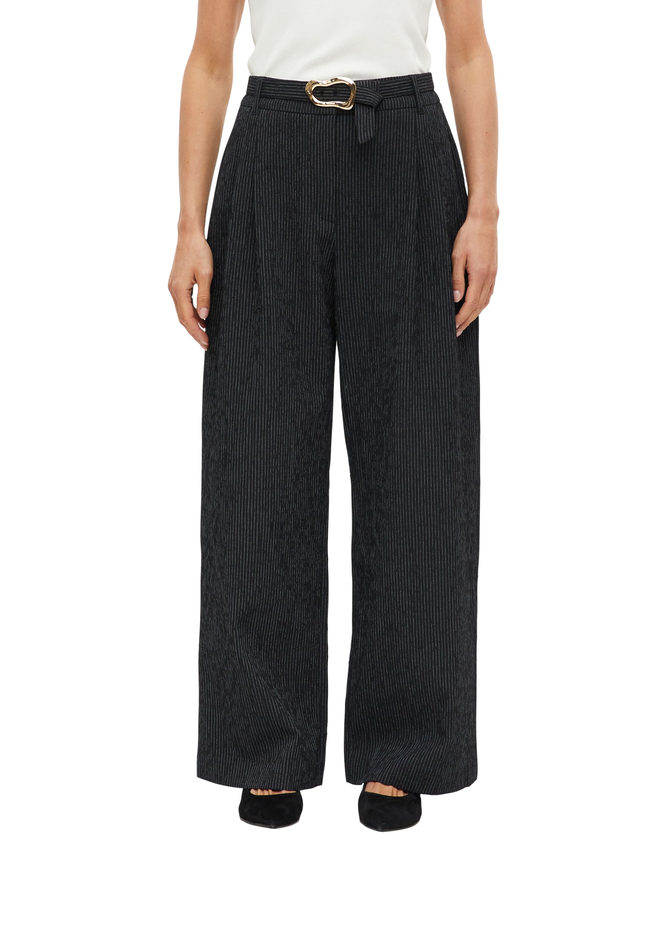 Wide Leg Pantalon à pince s.Oliver en noir : devant