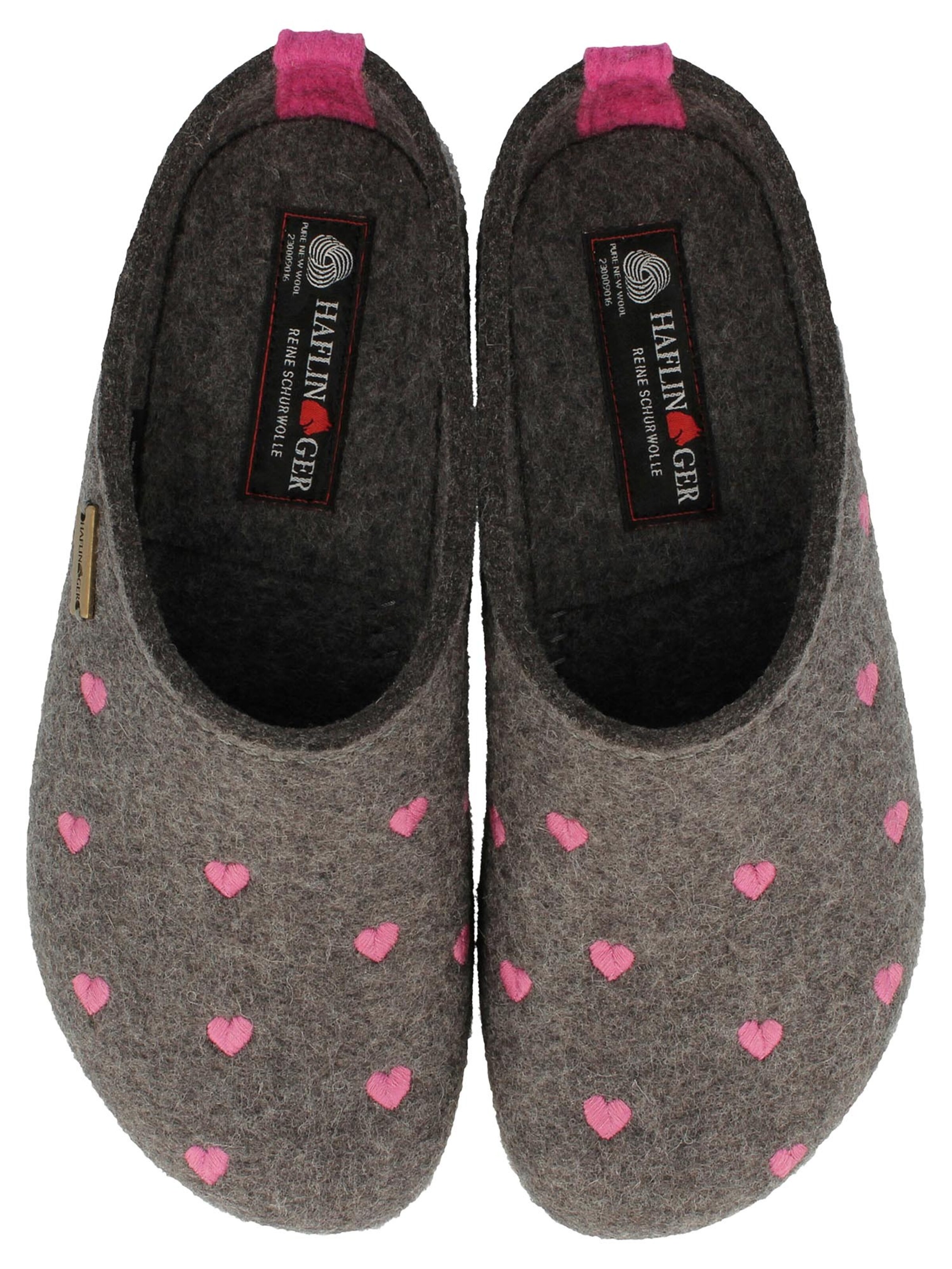 HAFLINGER Clogs 'Grizzly Cuoricini' in Grey