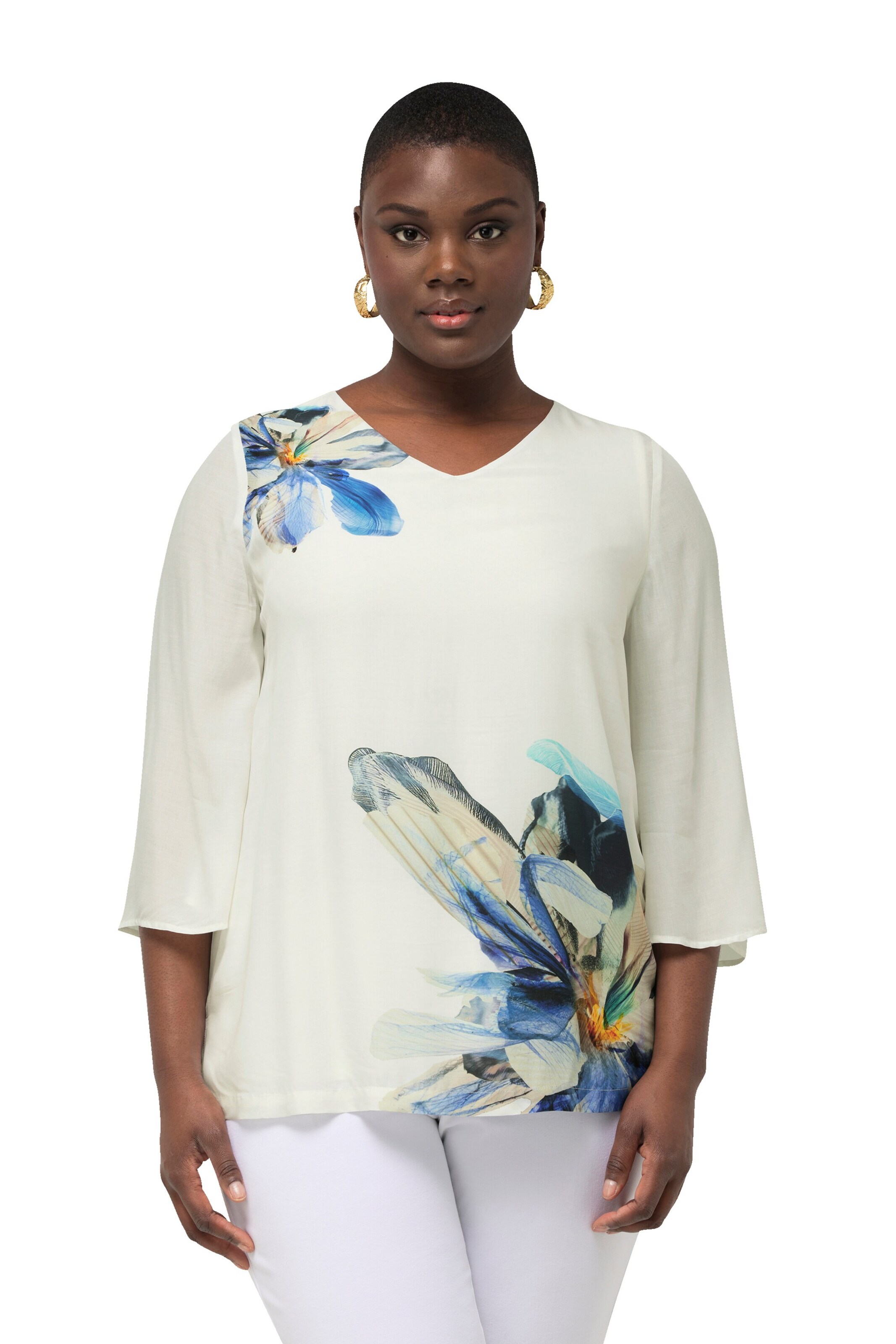 Ulla Popken Oversizeshirt in Beige: Vorderseite