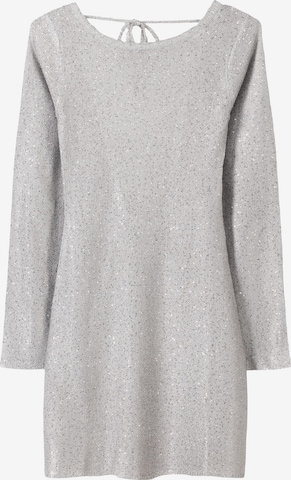 Bershka Pletené šaty - Strieborná: predná strana