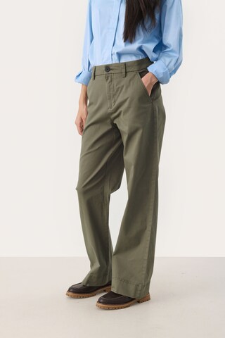 Part Two Wide leg Broek 'Belme' in Groen: voorkant