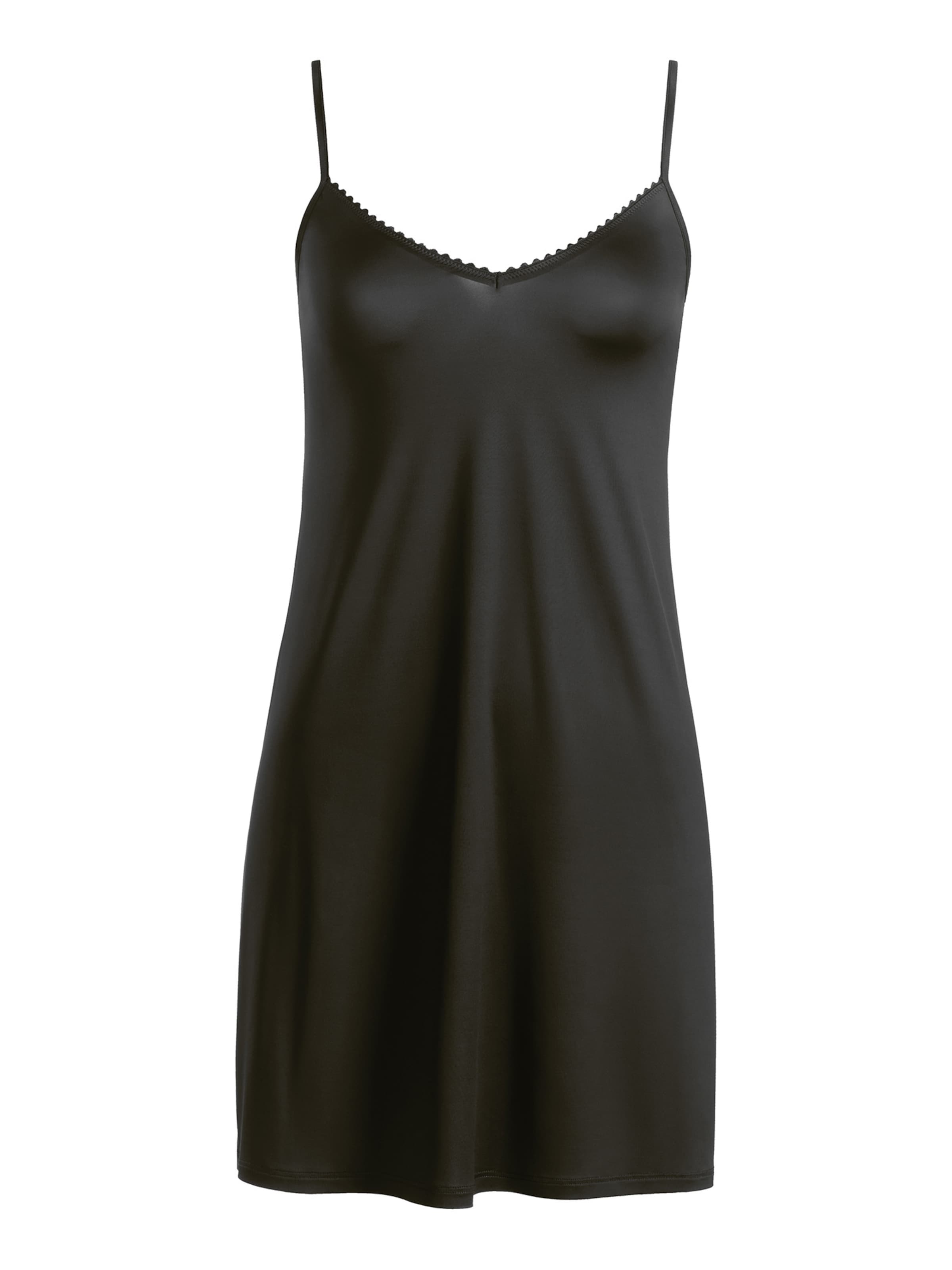 Hanro Negligé ' Satin Deluxe ' in Zwart: voorkant