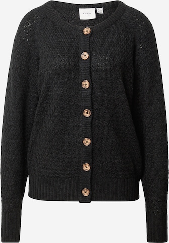 ICHI Knit Cardigan in Black: front