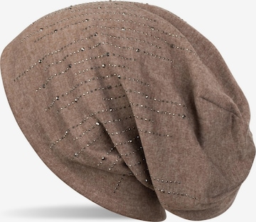 styleBREAKER Mütze 'Beanie mit Strass Streifen' in Braun: Vorderseite