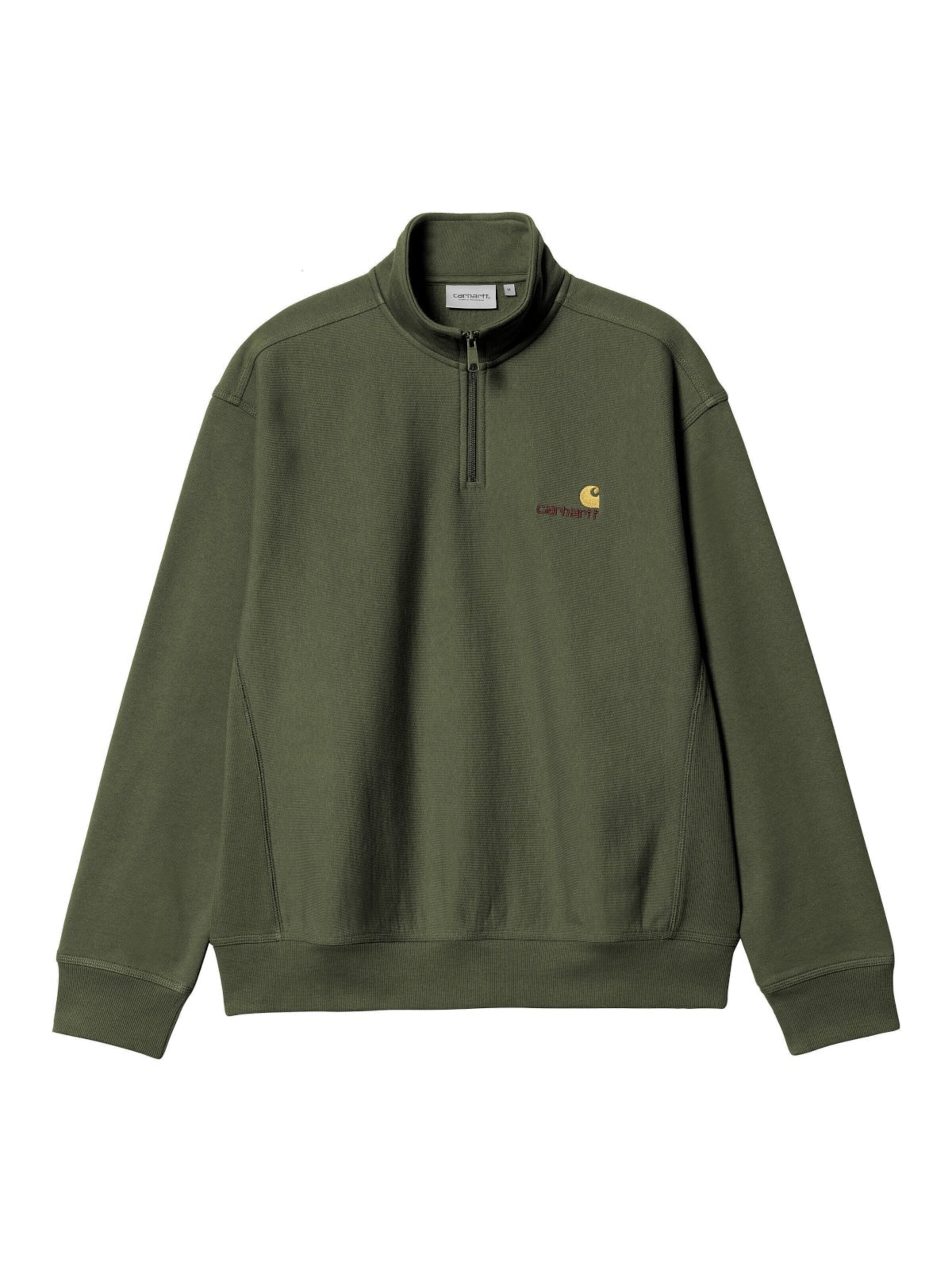 Carhartt WIP Pullover 'Half Zip American Script'‌ in Grün: Vorderseite