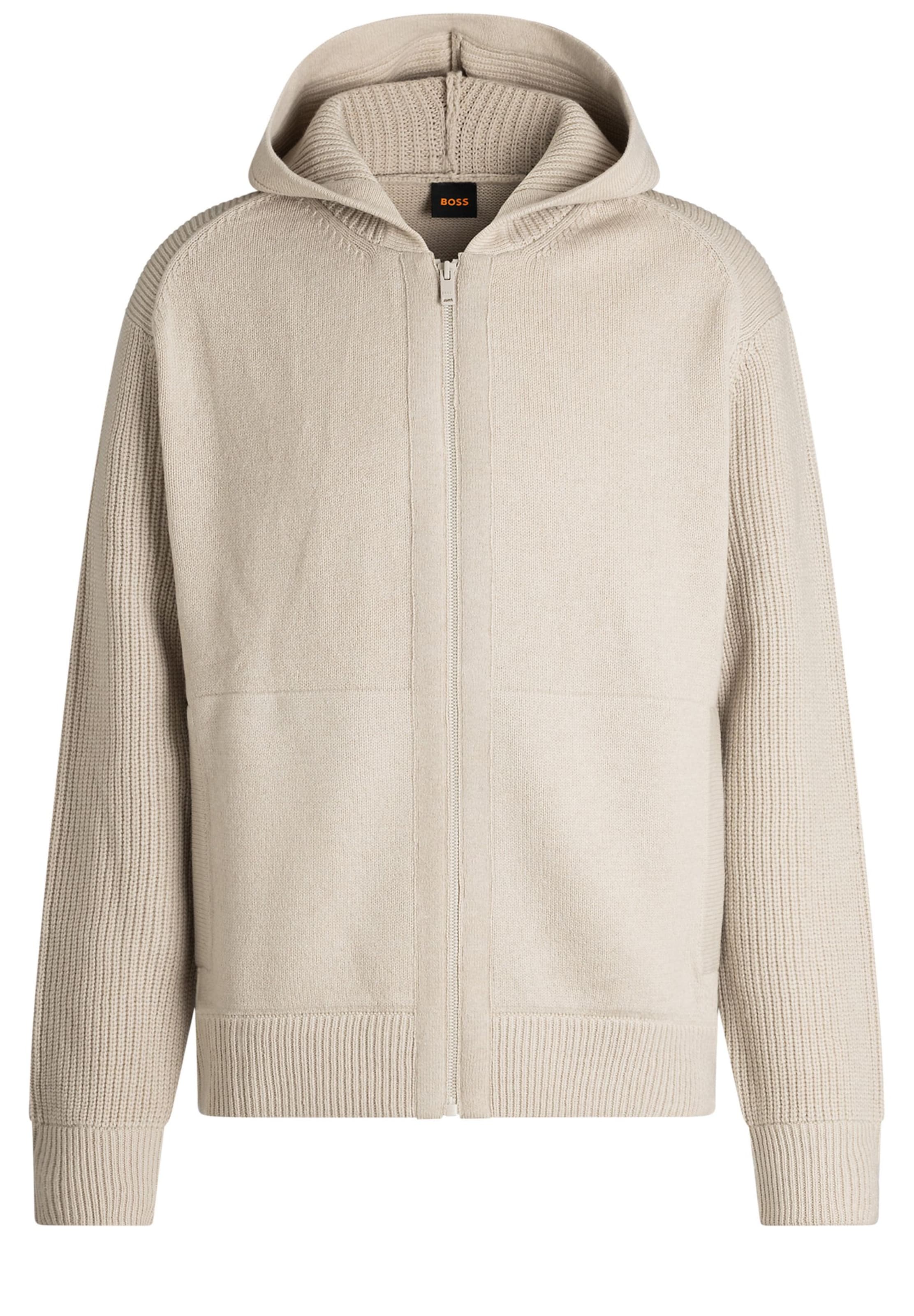 BOSS Knit Cardigan in Beige: front