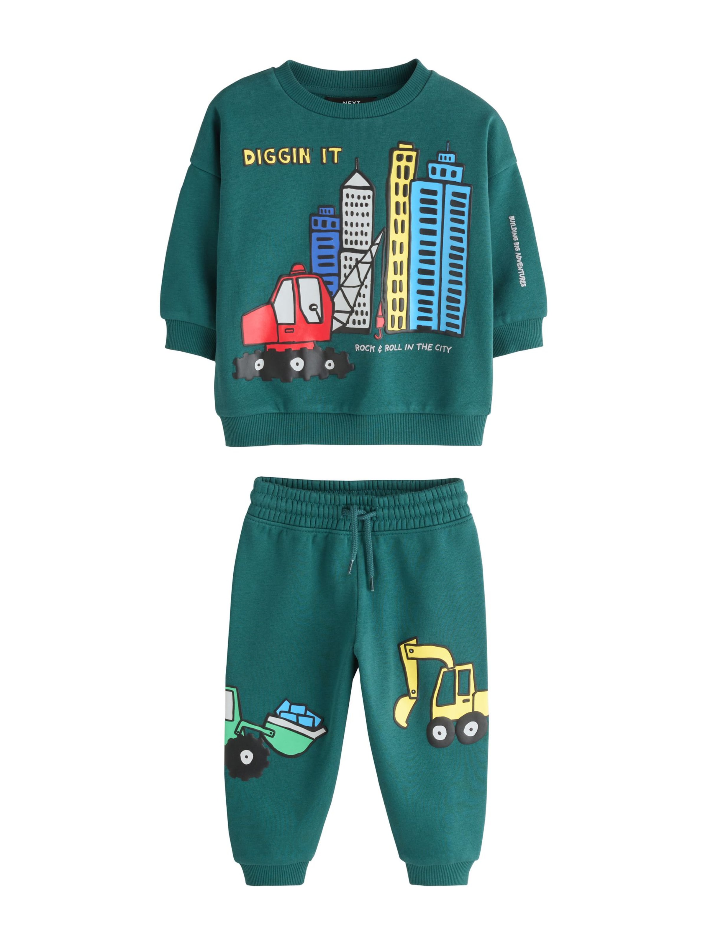 Next Set: Sweatshirt and Hose in Grün: Vorderseite